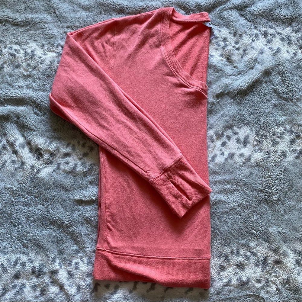 Athleta Sunrise Orange Long Sleeve VNeck Sweatshirt Sz M